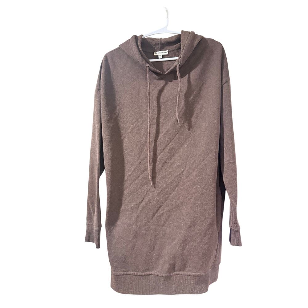 Zenana Outfitters Brown Hooded Sweatshirt Dress β S/M